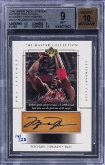 2000-01 Upper Deck Legends Master Collection Mystery Pack Inserts #MJA1 Michael Jordan Signed Floor Card (#14/23) - BGS MINT 9/BGS 10
